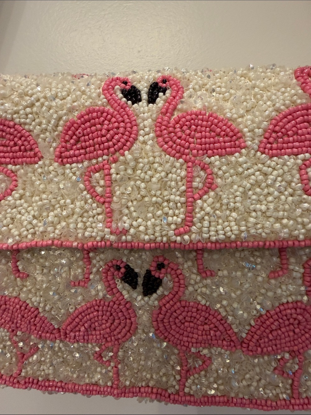 NWT-Viral Pink Beaded Flamingo Shoulder Bag with BLING!!!  It sparkly! - Picture 5 of 13